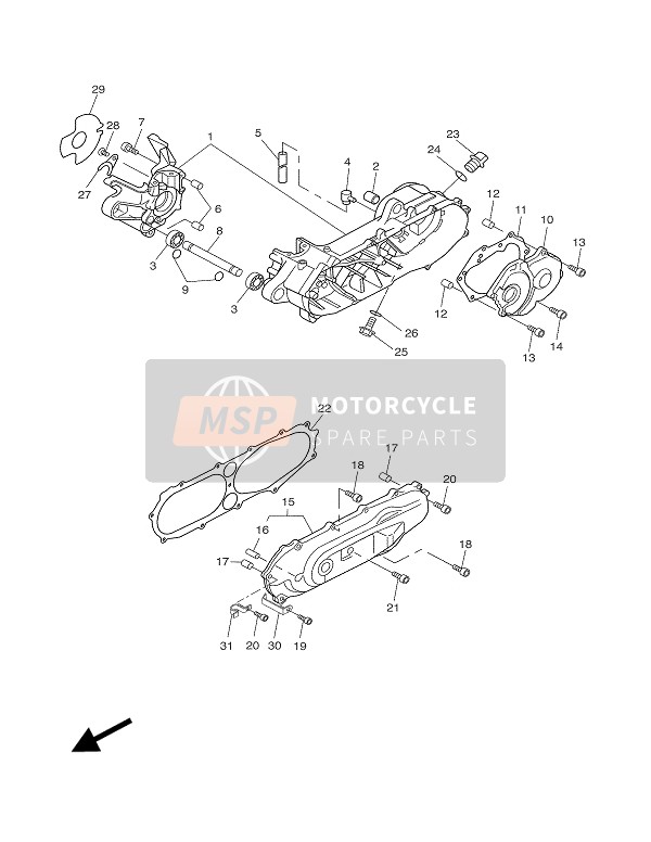 Yamaha CW50RS BWS NG 2004 Kurbelgehäuse für ein 2004 Yamaha CW50RS BWS NG